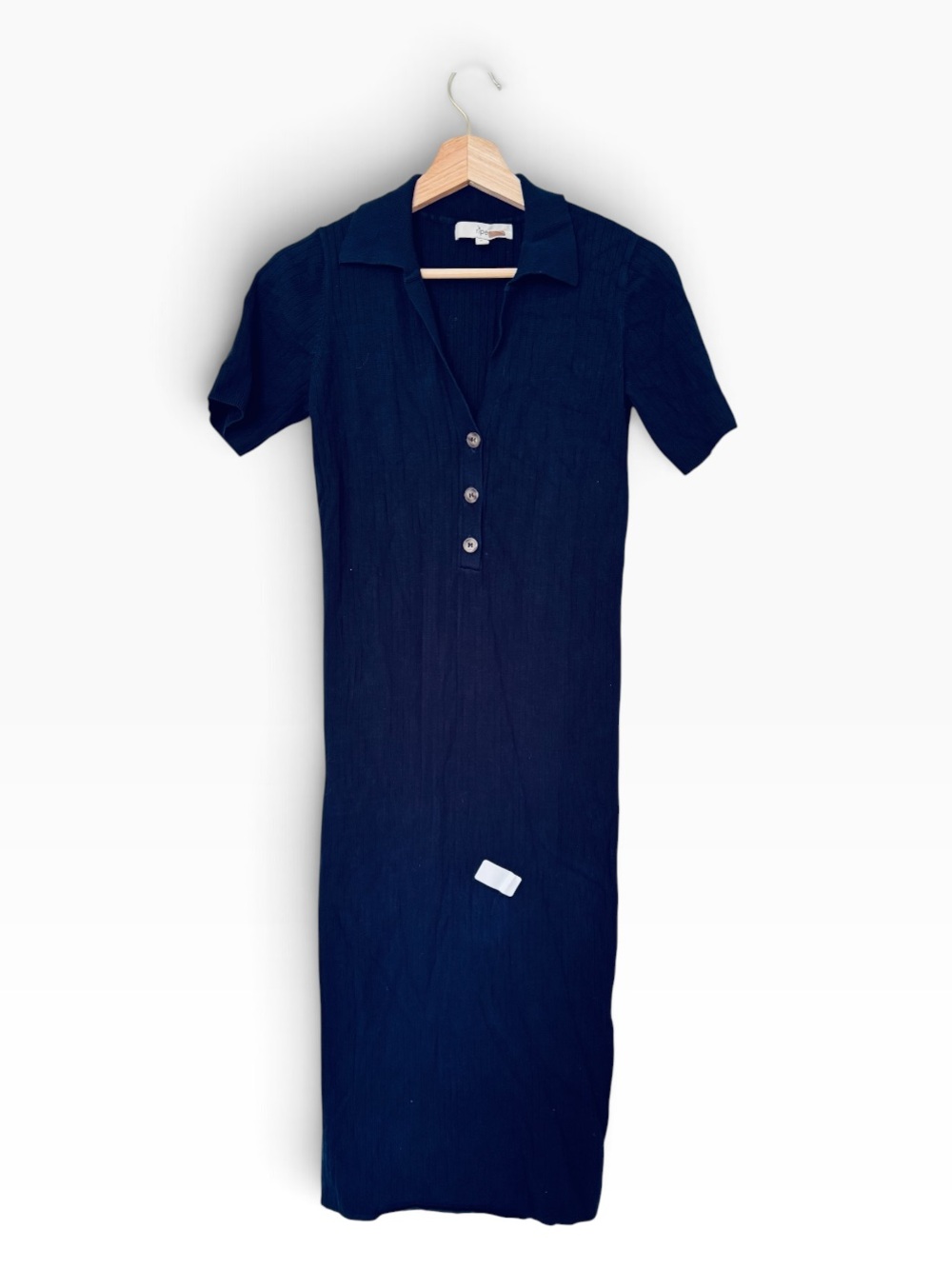 Ripe Navy Short-Sleeve Polo Midi Dress with Buttons
